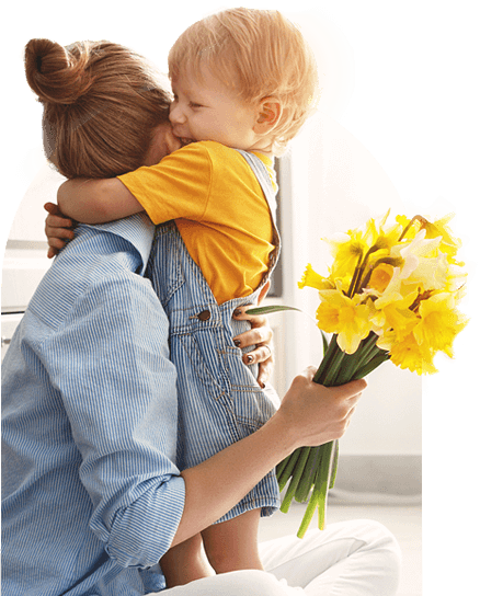 Picture of a woman embracing her child.